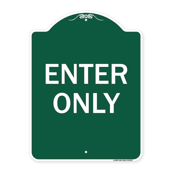 Signmission Designer Series Parking Lot Enter Only, Green & White Aluminum Sign, 18" x 24", GW-1824-23428 A-DES-GW-1824-23428 - main